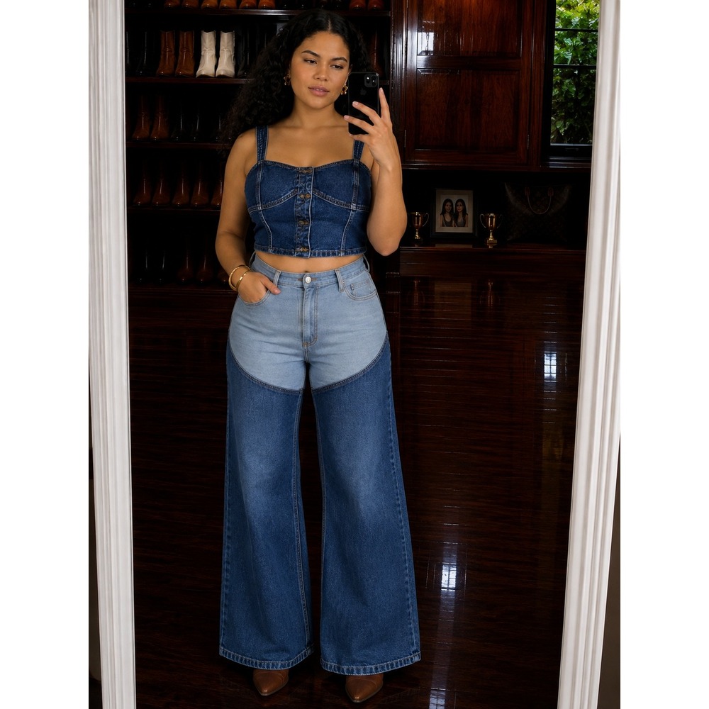 Lee x Kacey Musgraves Denim Corset Top Dark Wash Button Front Bustier XXL NWT